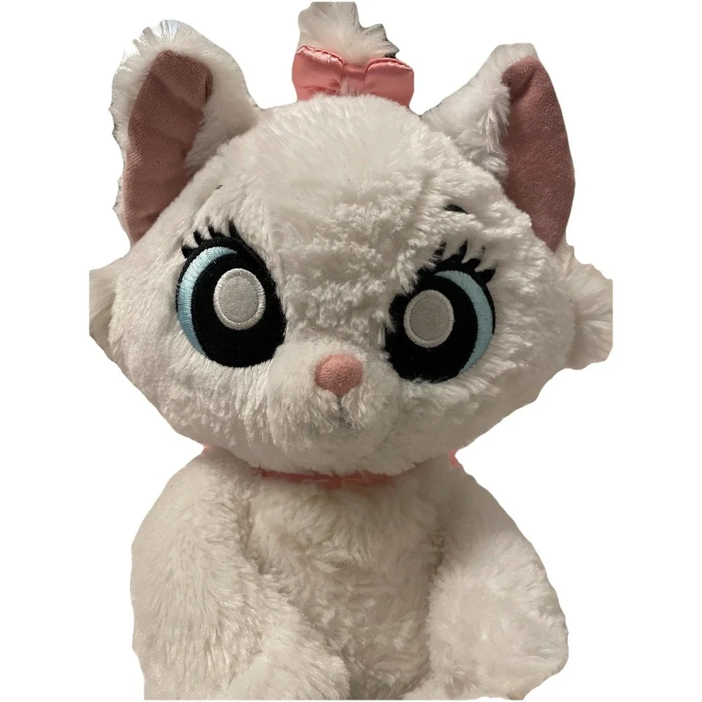 Disney Parks Aristocats Marie‎ Plush White Cat Pink Bows Big Feet Stuffed Animal